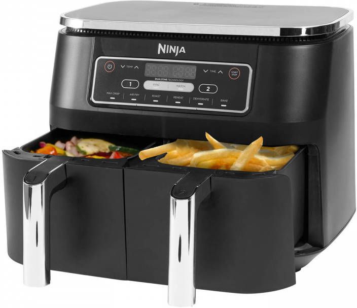 Ninja Foodi Airfryer Af300eu, Twee Aparte Kookvakken Grote 7.6 Liter Capaciteit Zwart
