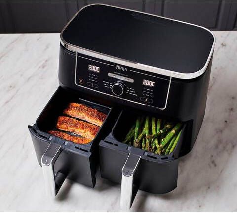NINJA Airfryer Foodi AF400EU Dual Zone Airfryer, 2470 W, capaciteit elk 1, 4 kg